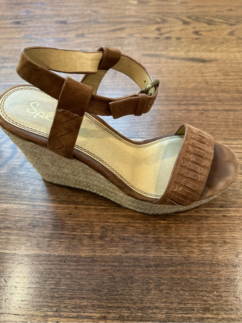 Splendid Brown Suede Ankle-Strap Wedge Sandals